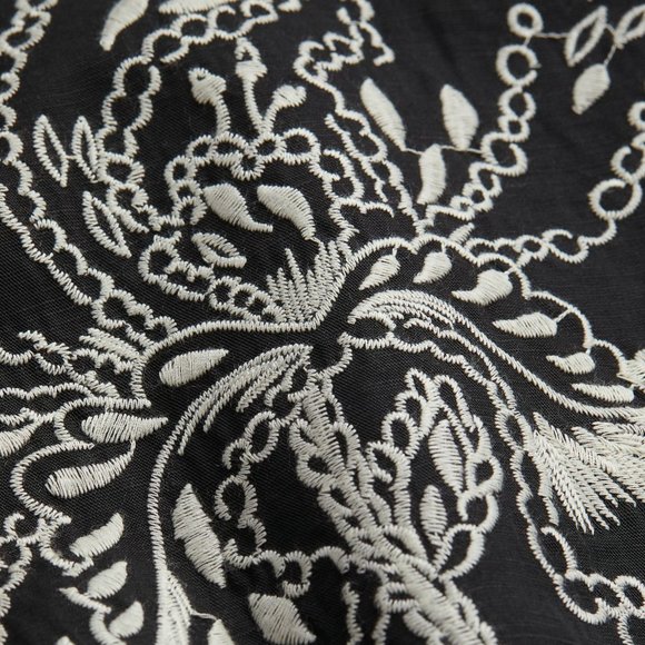 H&M Kimono Short embroidered kaftan linen blend‎ black kaftan v-neck dress Small - Picture 6 of 6